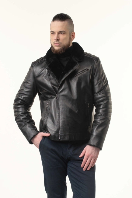 Дубленка мужская кожаная косуха-1