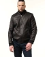 Чоловіча шкіряна куртка-бомбер чорна-1