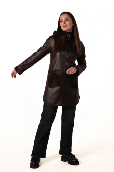 Екодублянка коричневого кольору зимова-7