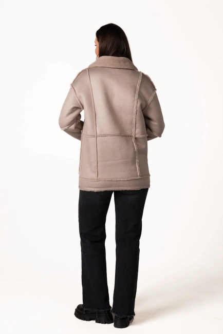 Жіноча екодублянка пудрового кольору-2