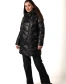 Жіночий чорний біопуховик з накладною кишенею-3