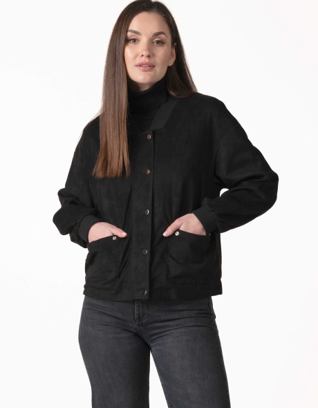 Жіноча куртка зі штучної замші чорна