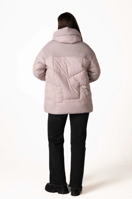 Біопуховик з фігурною прострочкою та капюшоном-2