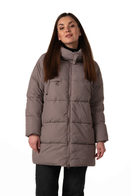 Кавовий біопуховик зі знімним капюшоном-1
