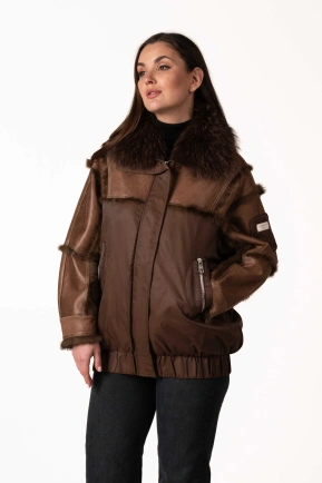 Біопуховик з хутром єнота та вставками з кроля