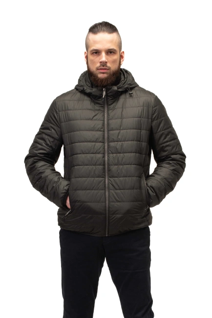 Чоловіча куртка кольору хакі стьобана-4