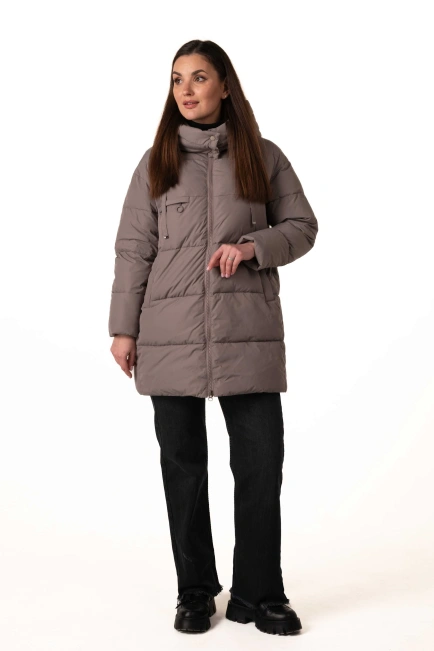 Кавовий біопуховик зі знімним капюшоном-8