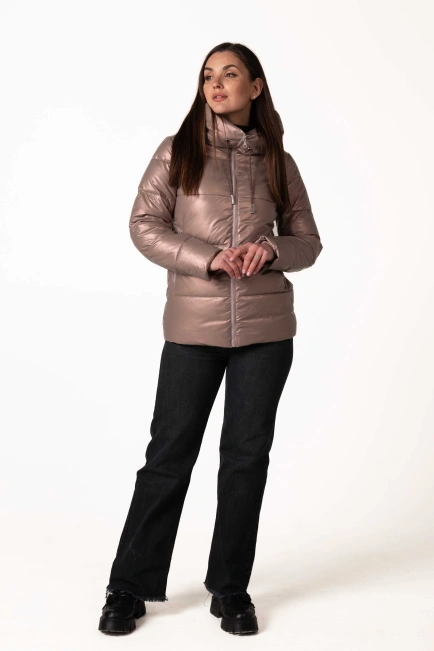 Жіночий зимовий біопуховик капучіно-8