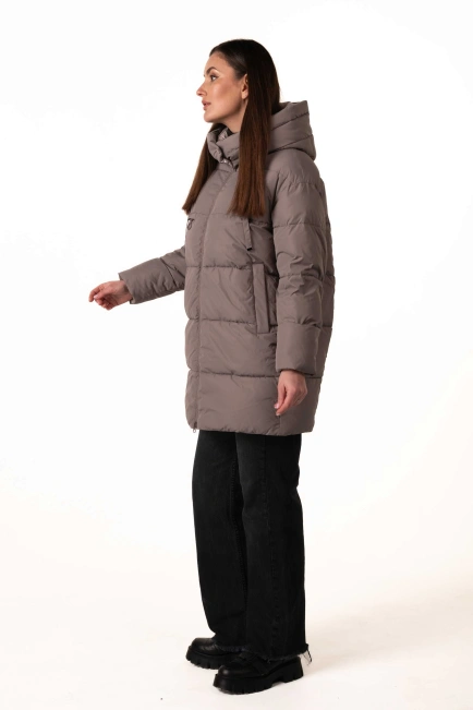 Кавовий біопуховик зі знімним капюшоном-5