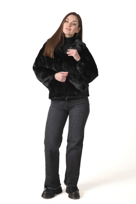 Жіноча норкова шуба з відстібними рукавами-8