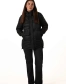 Чорний біопуховик з капюшоном і кулісками-8