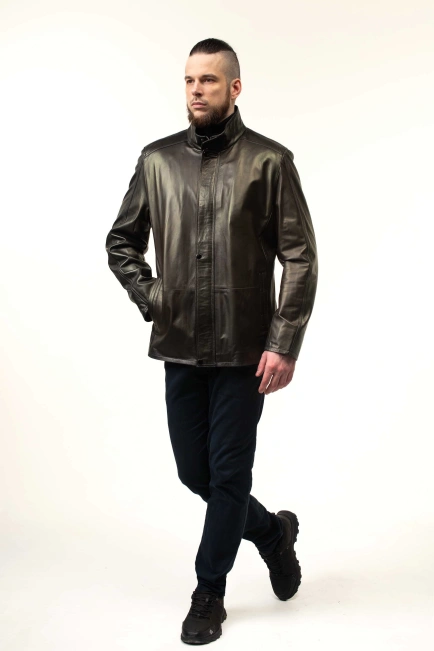 Класична чоловіча куртка з натуральної шкіри-5