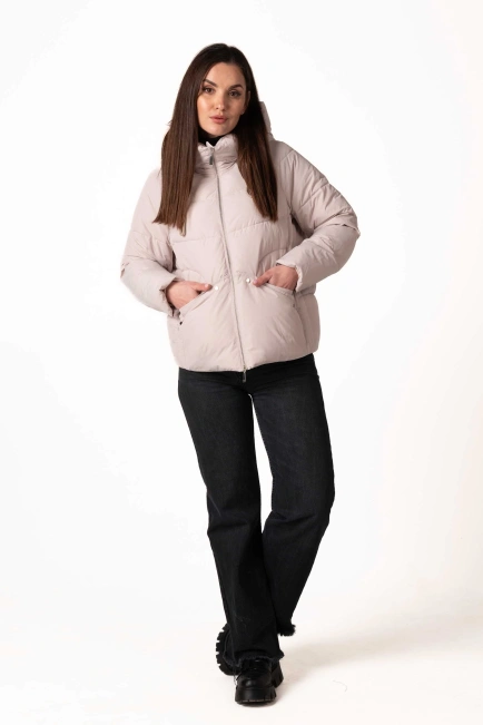 Зимовий біопуховик бежевого кольору-9
