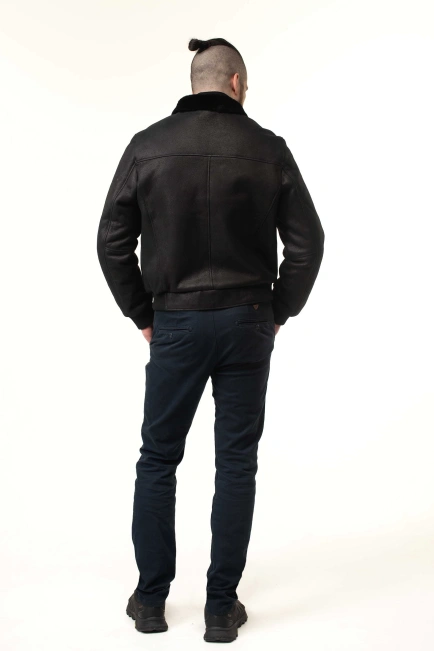 Чоловіча дублянка з натуральної овчини бомбер-2