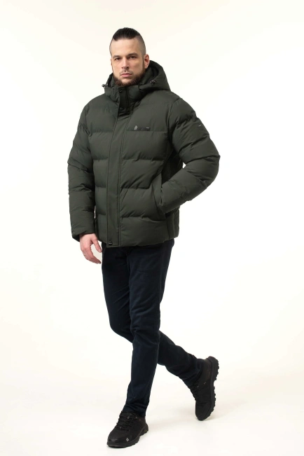 Чоловіча зимова куртка з біопухом коротка-5