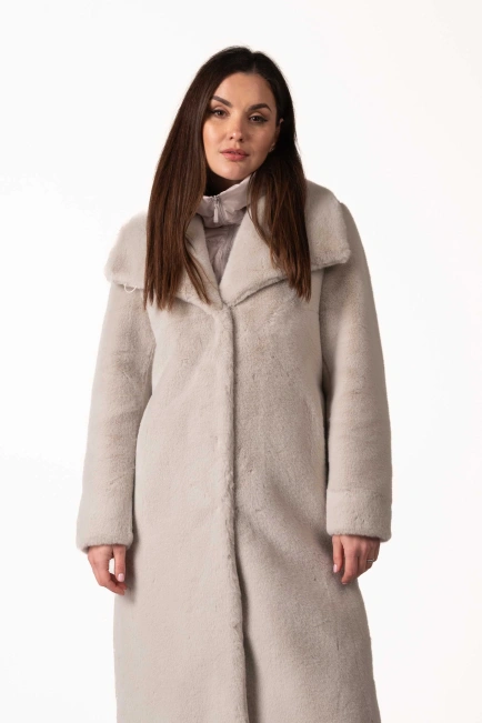 Світло-сіра жіноча еко-шуба-1