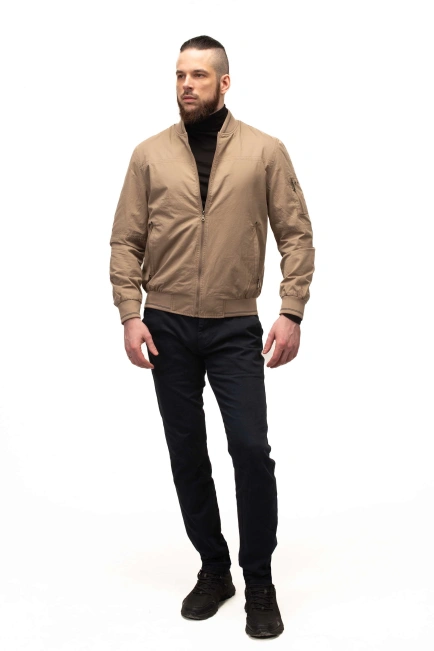 Мужская лёгкая куртка бежевый бомбер-8