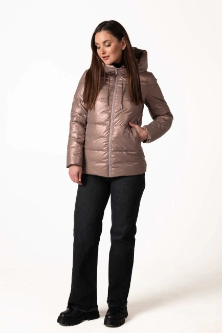 Жіночий зимовий біопуховик капучіно-5