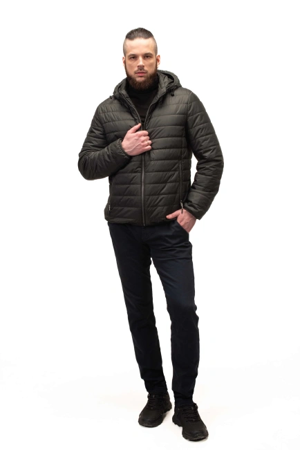 Чоловіча куртка кольору хакі стьобана-10