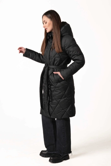 Чорний біопуховик з ромбовидною прострочкою-5