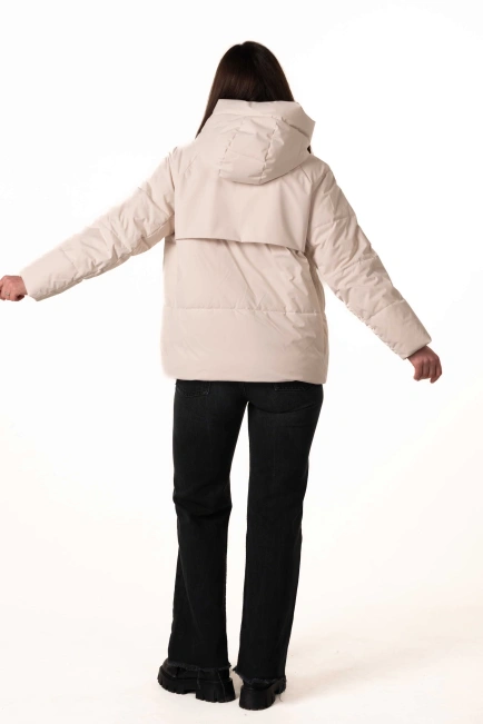 Молочний біопуховик з капюшоном та кишенями-2