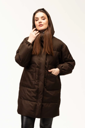 Біопуховик жіночий довгий коричневий