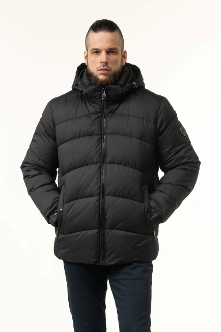 Чоловіча зимова куртка з біопухом чорна-4