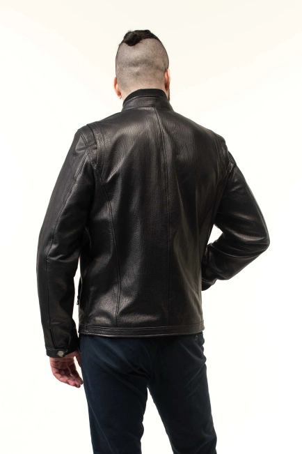Стильна чоловіча куртка зі шкіри коротка-7