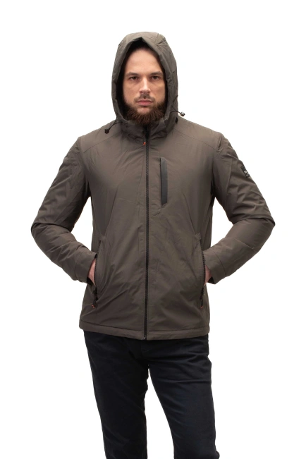 Чоловіча куртка сірого кольору пряма-6