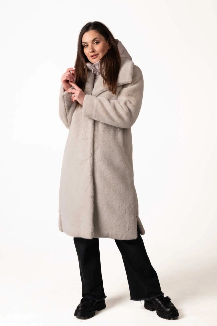 Світло-сіра жіноча еко-шуба-6