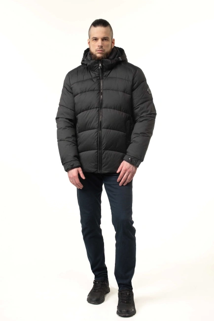 Чоловіча зимова куртка з біопухом чорна-9