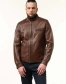 Шкіряна куртка чоловіча коричнева з коміром-4