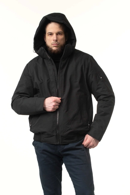 Чоловіча зимова куртка-бомбер з біопухом-8