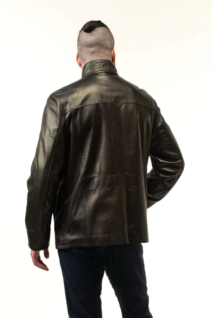 Класична чоловіча куртка з натуральної шкіри-6