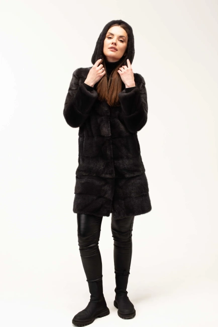 Норковая шуба в цвете графит-9