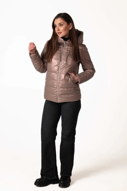 Жіночий зимовий біопуховик капучіно-9