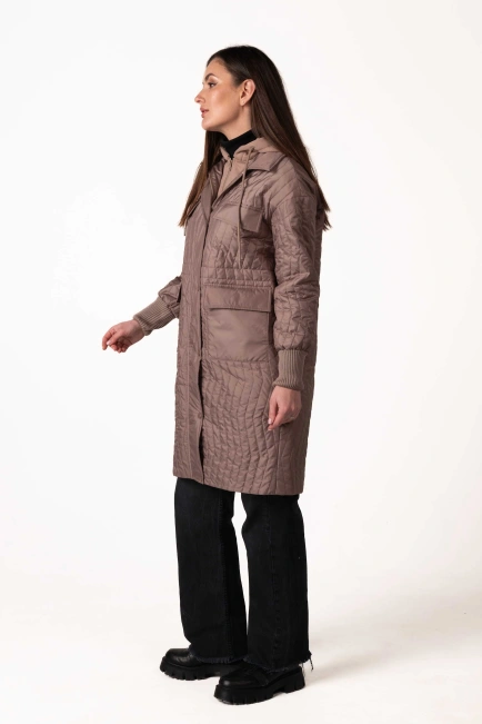 Жіноча демісезонна куртка на синтепоні бежева-5