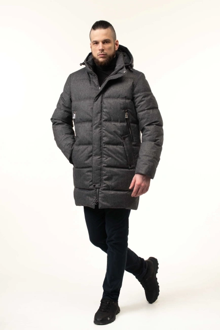 Чоловіча зимова куртка з біопухом сіра-5
