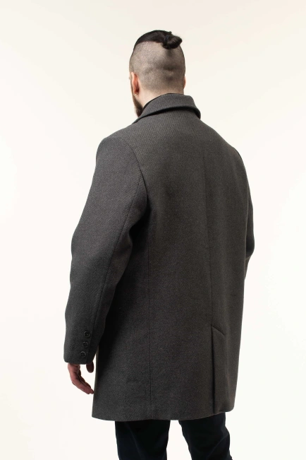 Чоловіче пальто сірого кольору демісезонне-6