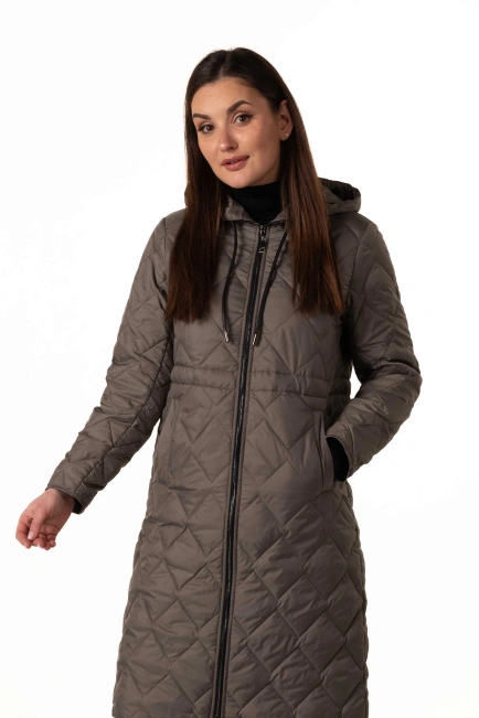 Оливковий демісезонний біопуховик-4