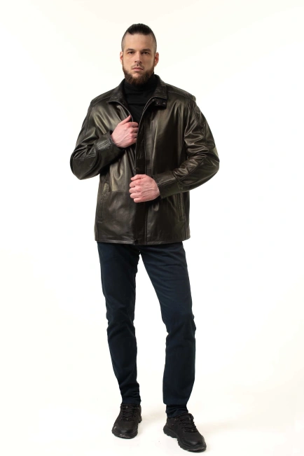 Класична чоловіча куртка з натуральної шкіри-8
