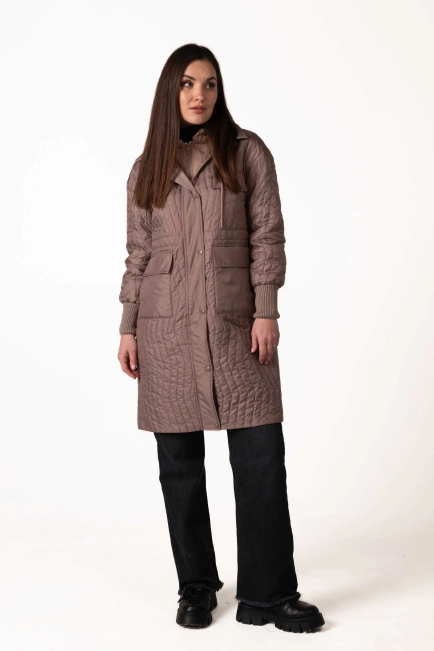 Жіноча демісезонна куртка на синтепоні бежева-8