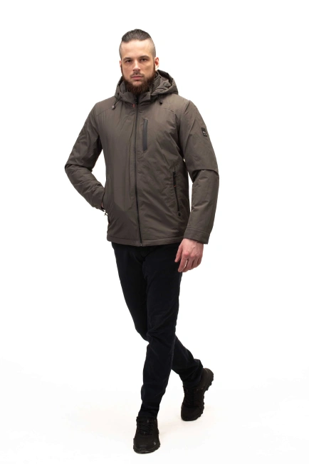 Чоловіча куртка сірого кольору пряма-9