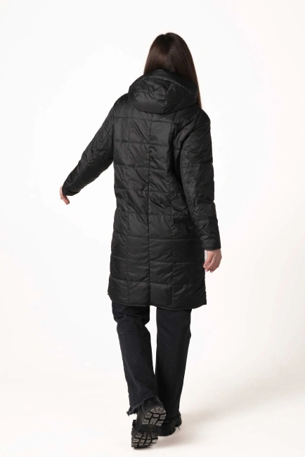 Жіноча демісезонна куртка з капюшоном чорна-2
