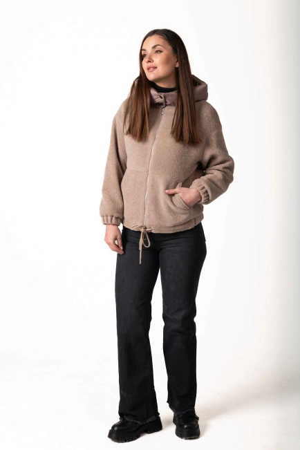 Жіноча шуба з екохутра-бомбер для зими-5