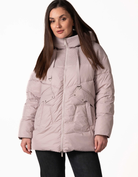 Біопуховик з фігурною прострочкою та капюшоном