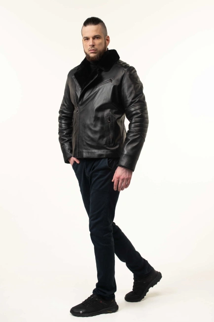 Дубленка мужская кожаная косуха-5
