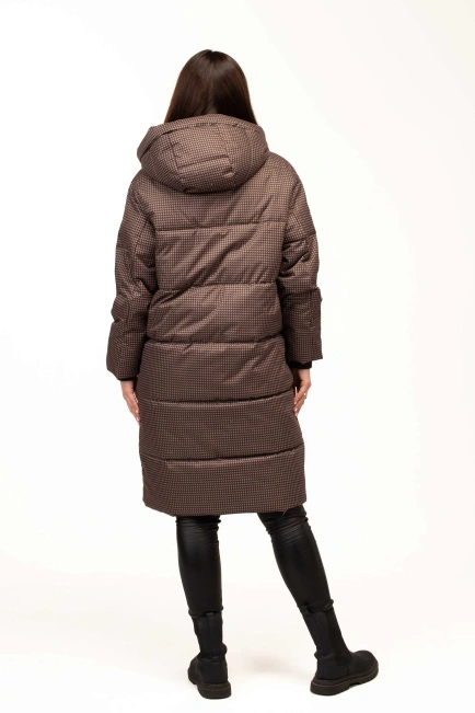 Біопуховик жіночий зимовий довгий принт-2