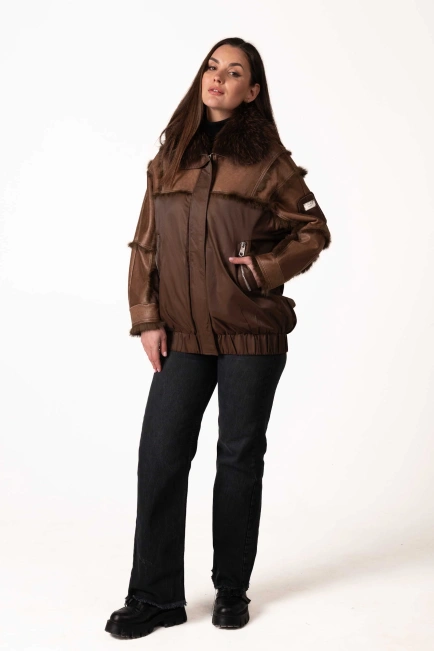 Біопуховик з хутром єнота та вставками з кроля-10