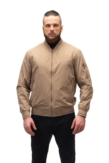 Мужская лёгкая куртка бежевый бомбер-1